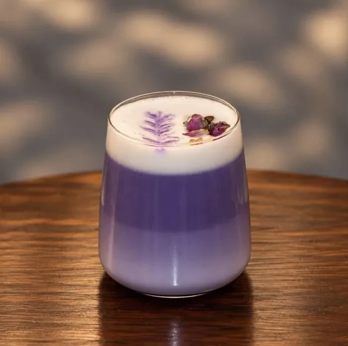 Almond ube latte